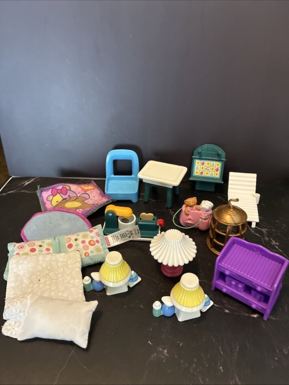 Dollhouse Furniture Accessories Lot Miniature Chairs Table Lamps Toys Nursery